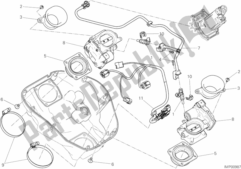 All parts for the Throttle Body of the Ducati Diavel Xdiavel S Brasil 1260 2018